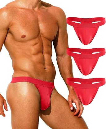 Mens Sexy Thong Underwear Bulge Enhancing Pouch T-Back G-Strings Stretch Bikini 3 Pack
