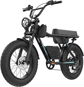 Gotrax R7 Electric Bike for Adults, 750W Motor, 25mph, Max 45-Mile Range, 20" Fat Tire, UL Certified, 48V Removable Battery, Oversized Padded Seat, Basket&Frame Bag, Easy Assembly for City&All-Terrain