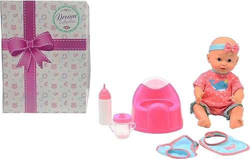 Dream Collection, Muñeca Baby Drink & Wet con orinal de entrenamiento, muñeca realista y accesorios para juego de simulación realista, cuerpo duro,