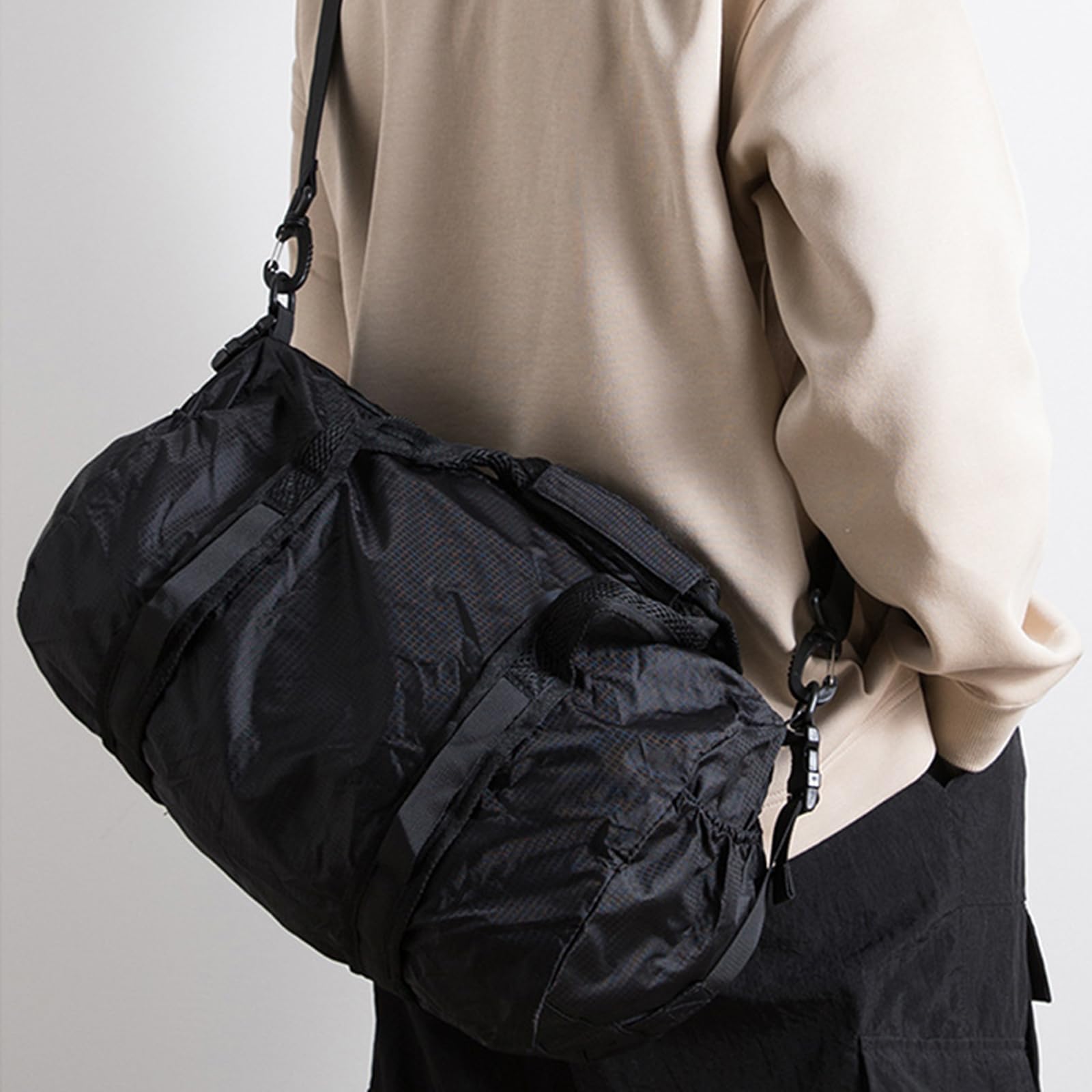 Borsone da viaggio leggero con manici superiori e tracolla regolabile, borsa da trasporto pieghevole per palestra e viaggi Borsa da viaggio pieghevole Borsone ripiegabile Tracolla regolabile
