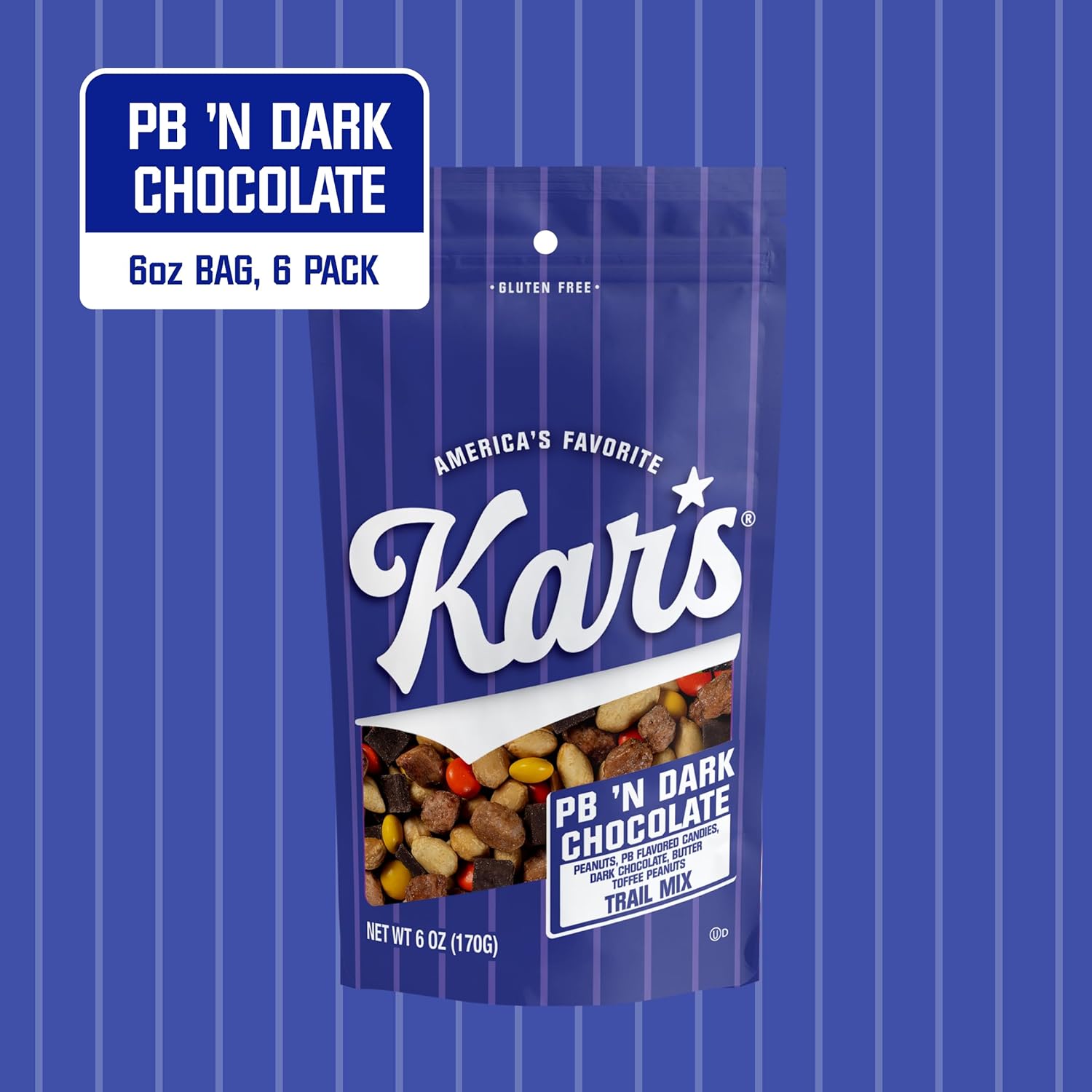 Kar’s Nuts Caramel Sweet ‘N Salty Trail Mix, 6 oz Resealable Pouch (Pack of 6), Gluten-Free Trail Mix Snack