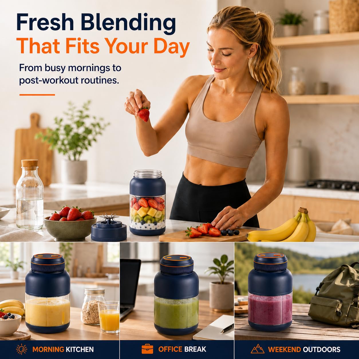 Mélangeur de jus portable sans fil de 800 ml avec matrice de puissance à 38 lames, mélangeur de jus frais sans fil rechargeable pour milkshakes et smoothies, mini mélangeur de voyage personnel