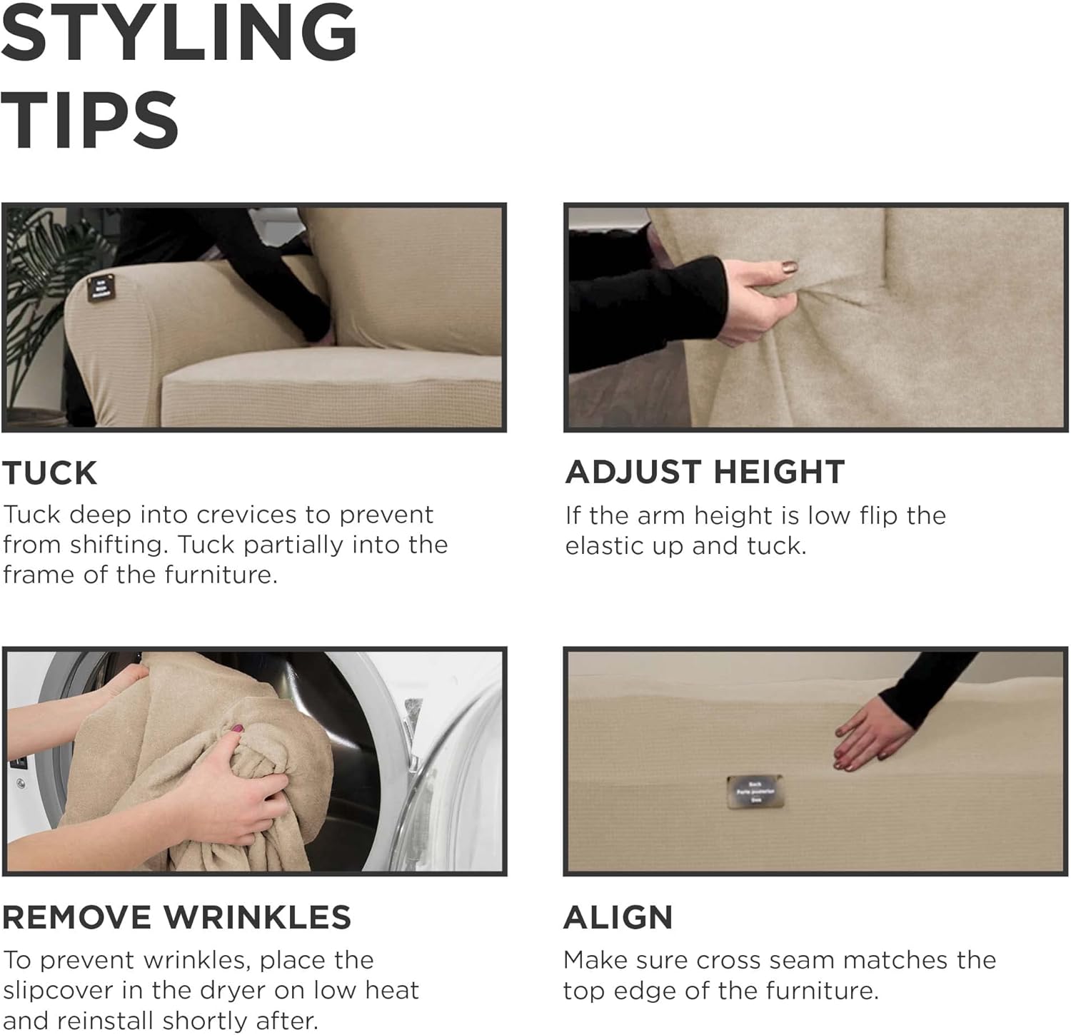 Zenna Home, Tan Furniture Cover: Stretch Plush 1-Piece Loveseat Slipcover (EFCLSTTN) : Home & Kitchen