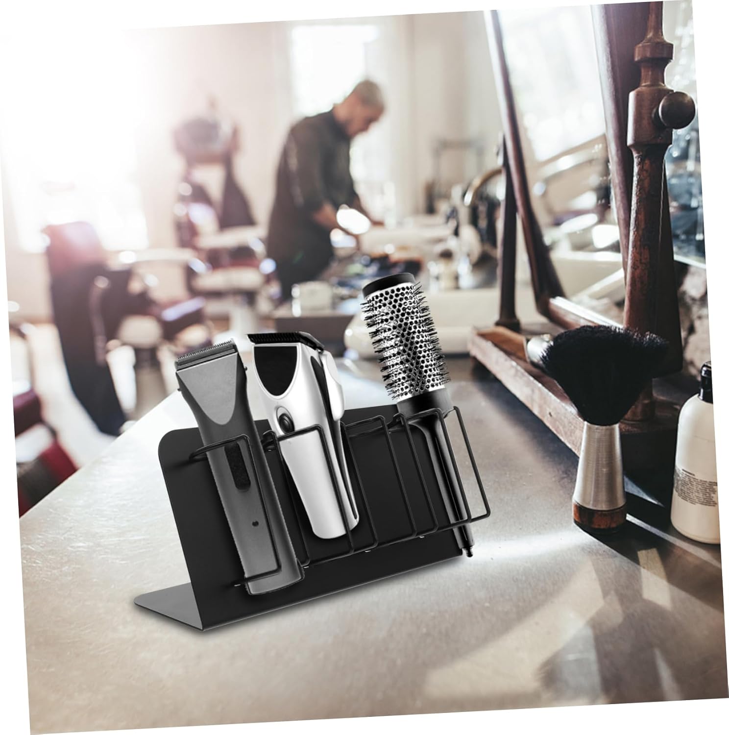 Stainless Steel Electric Clipper Holder Wall-Mounted Hair Cutter Rack for Barbershop Professional Hair Clipper Stand Space-Saving Design