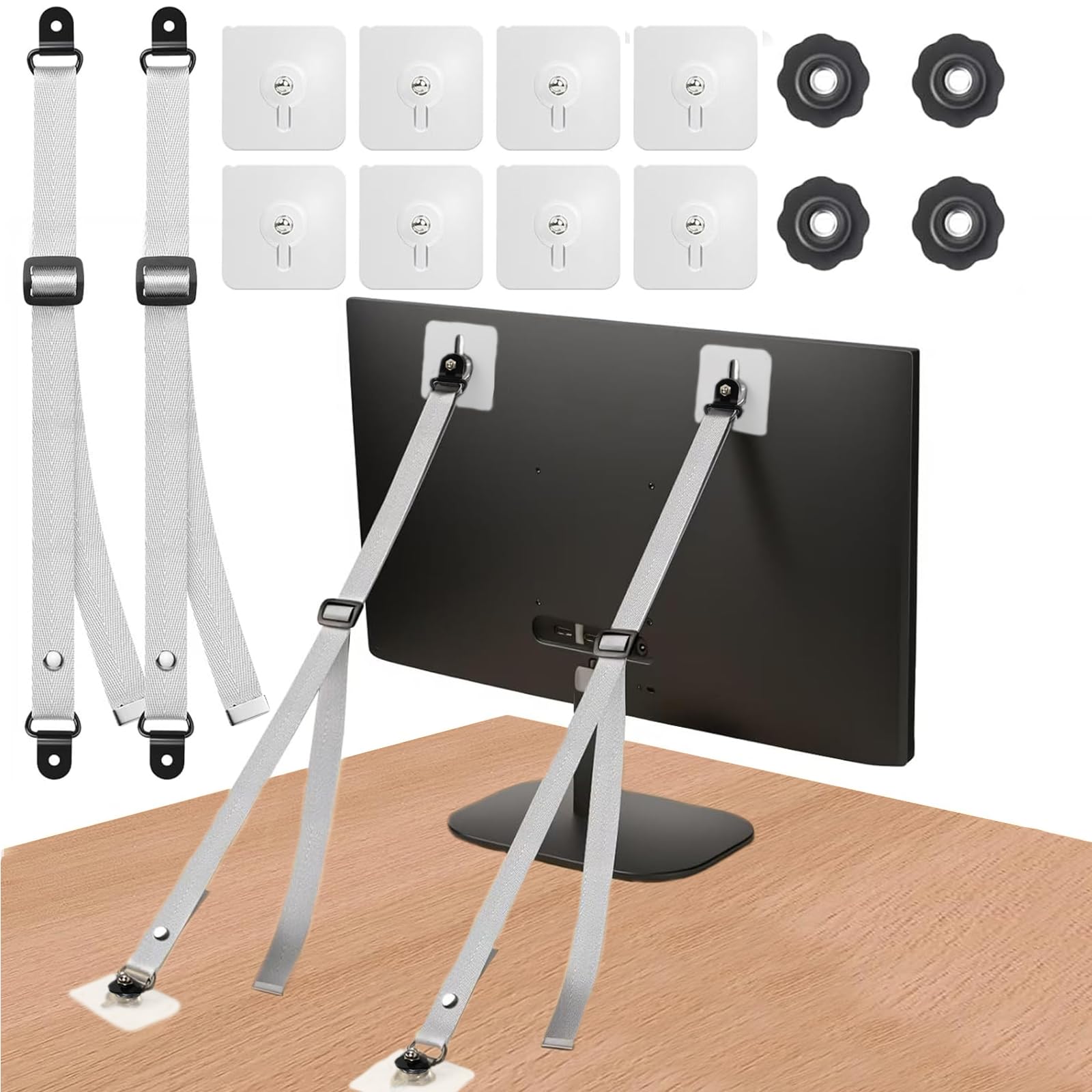 JIUDONE 2 Stück TV Kippsicherung für Kleinkinder und Haustiere, Einstellbar Kippsicherung Fernseher für Baby Proofing, Kippsicherung Möbel für Kinder, TV-Sicherheitsgurte, Kein Bohren