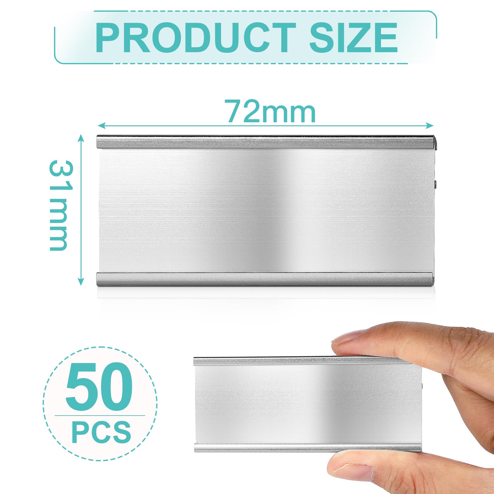 EFUTURETIME Badge Nominativi Magnetici in Alluminio 72x31 mm con Spilla e Clip per Lavoro Mostre Ristorante Scuola