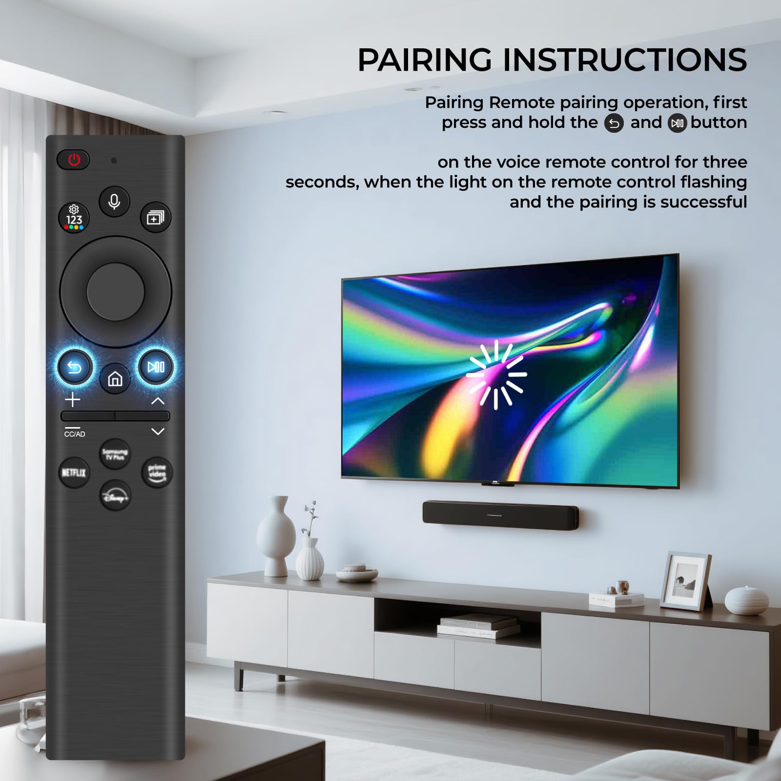 Telecomando di ricambio per Samsung, BN59-01385A, telecomando vocale di ricarica solare per Samsung Smart TV, universale per televisori Sam-sung compatibile con Sam-sung 2021-2023 Neo LED Smart 4K HD
