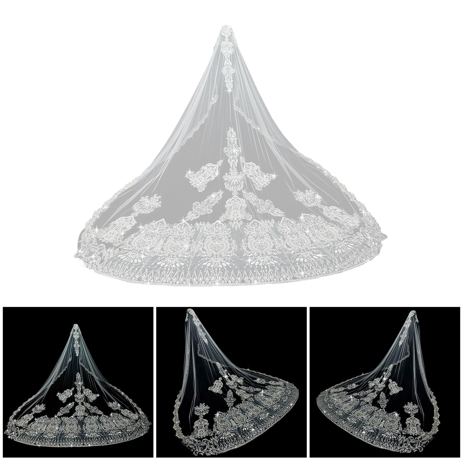Bella Cattedrale Velo Da Sposa Con Morbido Tessuto Tulle Accessori Da Sposa Per Cercare Eleganze Paillettes Velo Di Pizzo