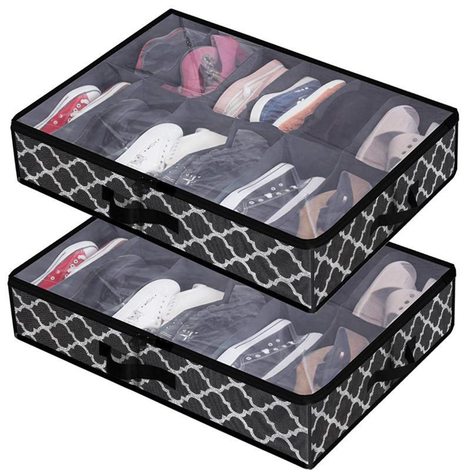 Organisateur de chaussures sous le lit avec couvercle transparent étanche