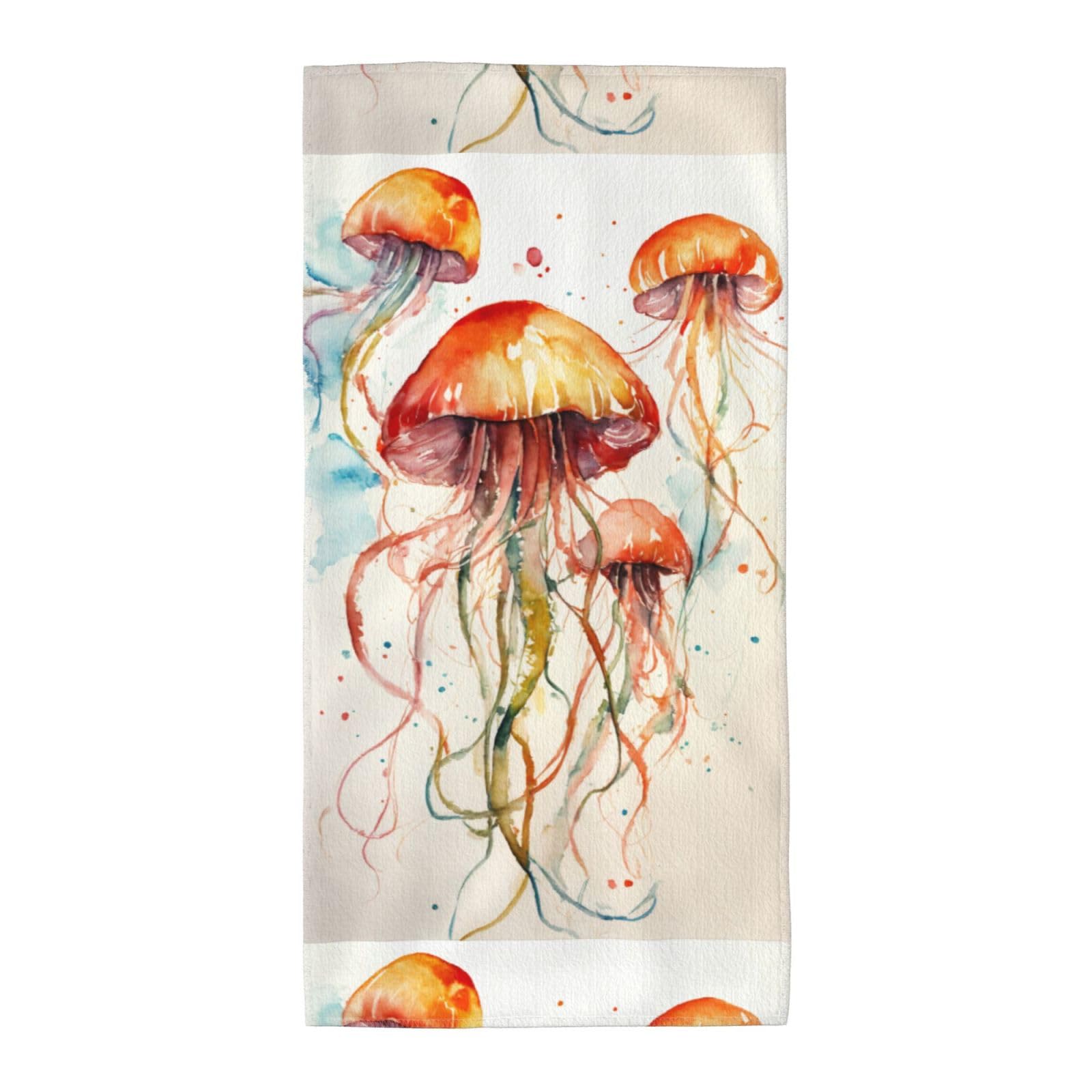 Cbaaghh Jellyfish Pattern Print Towel, Towels Thick Face Towels Fast Drying Washcloth For Bath, Spa, Gym