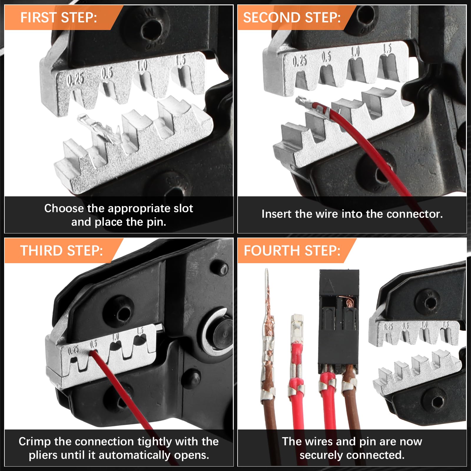 Pinza a Crimpatrice Set di Connettori Dupont, 2320 Pezzi Connettori Perni Machio/Femmina 2,54 mm, AWG 23-16 (0,25-1,5 mm²) Pinza Crimpatrice Capicorda Compatibile Con JST, AMP, Molex, Futaba
