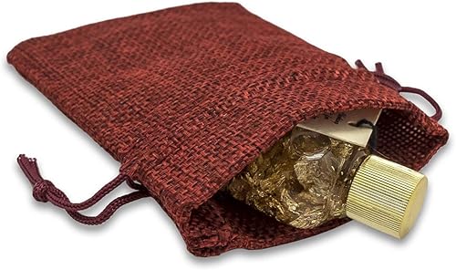 Miniatura 4 de TheDisplayGuys - Paquete de 12 bolsas de regalo de arpillera natural de 3 x 4 con cordón (rojo granate, XS) para recuerdos de fiesta, regalos o