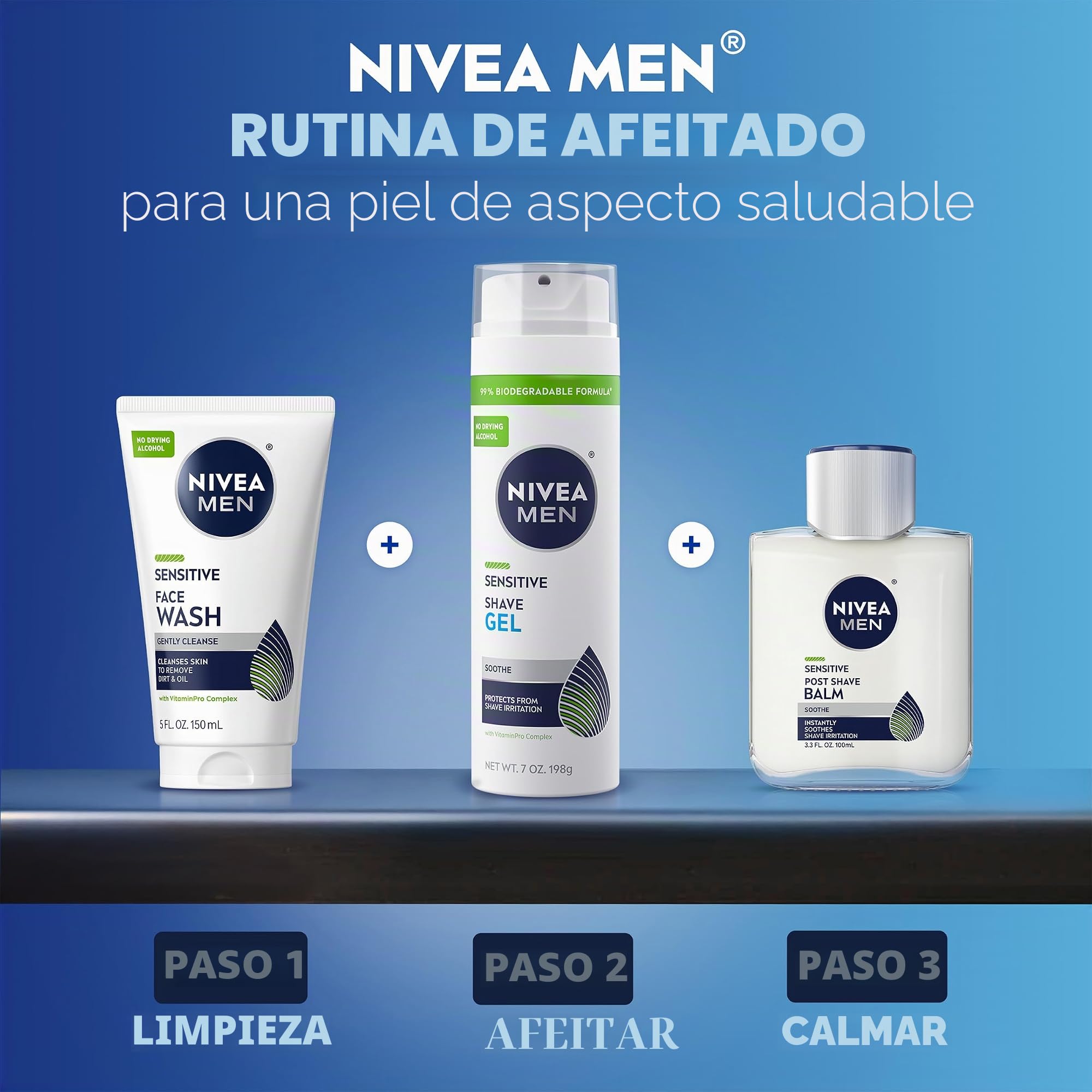 Nivea Men NIVEA uomini rasatura Sensitive Gel - protegge la pelle sensibile Da Shave Irritazione - 7 once. Can (pacchetto di 3)