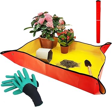 39" x 31" Thickened Repotting Mat for Plant Transplanting and Potting Soil Mess Control Waterproof Tray, Succulent Pots Portable Gardening Mat, Protect Nail Gloves, Best Gifts for Gardeners - Thumbnail 5