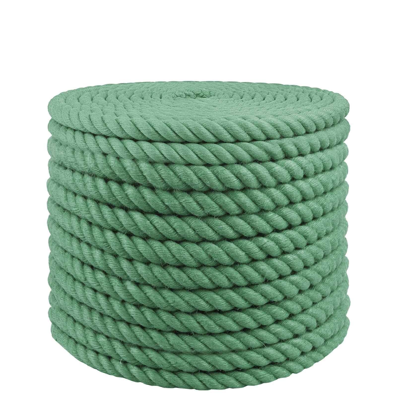 Cuerda de yute natural 20 mm verde, 3 hebras trenzadas para jardinería