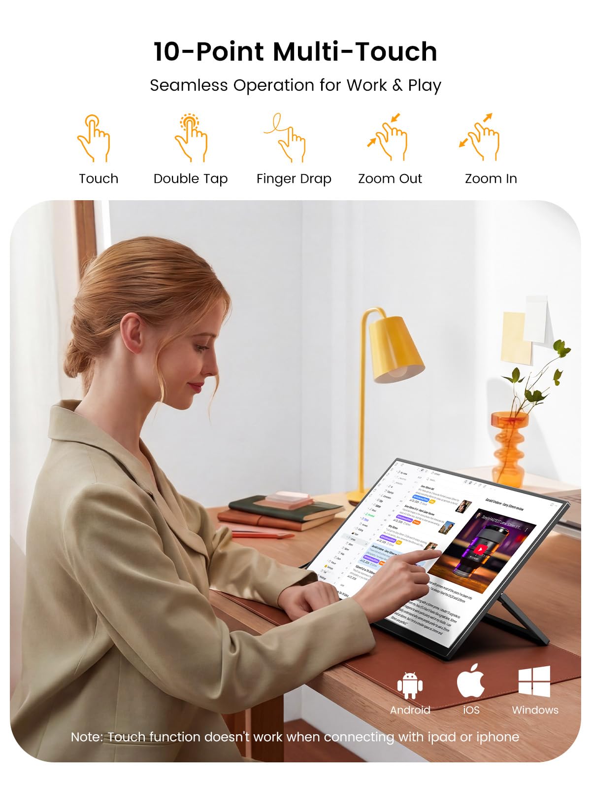 UPERFECT 15,6" Touchscreen Monitor Portatile con Batteria 8000mAh, 1080P | Tastiera Bluetooth Pieghevole e Custodia Protettiva per PC Laptop Xbo Switch, Supporto Integrato, Compatibile VESA