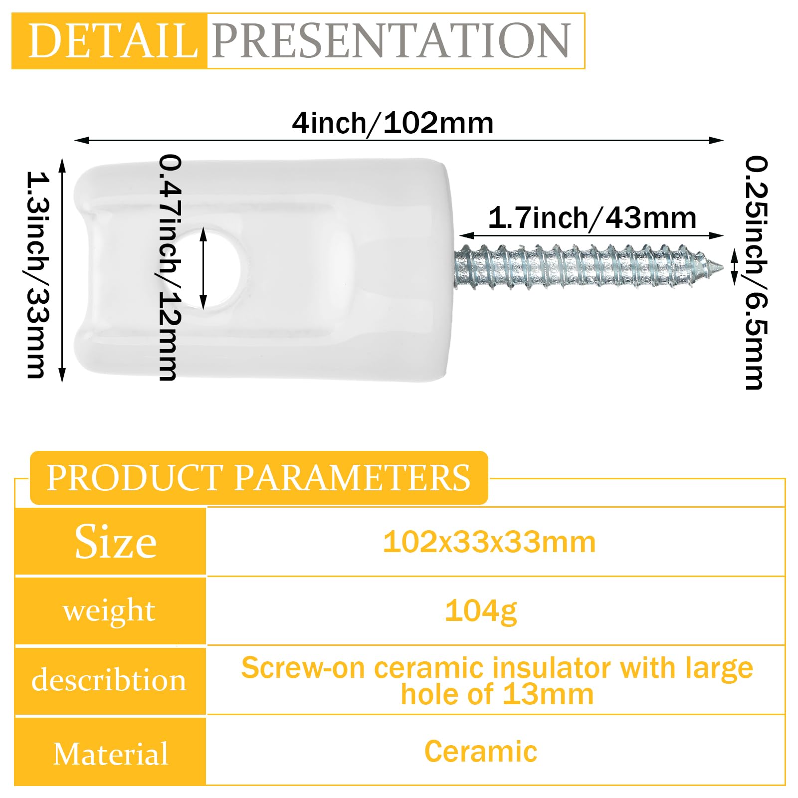 Blulu Paquete de 50 aisladores eléctricos de cerámica resistentes para cercas de porcelana y porcelana para postes de madera, alambre eléctrico, valla de tierra, suministros agrícolas y ganaderos