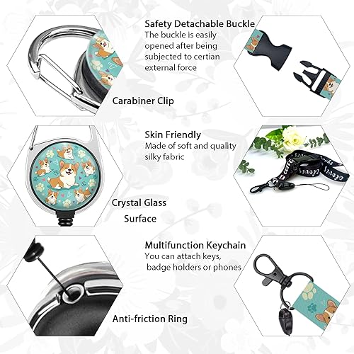 Miniatura 164 de Giancomics Black ID Badge Holder with Lanyard, Lanyards for ID Badges with Badge Reel Retractable Heavy Duty, Lanyard with ID Holder Keychain Clip