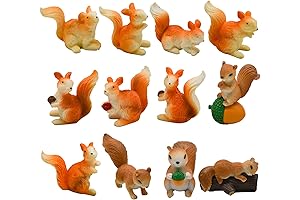 Miniature Squirrel and Pine Cone Figurines
