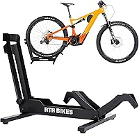 Brutus Professional Heavy Duty Bike Floor Stand for E-Bikes & MTB - Steel Rack up to 66 lbs, 26-29" Wheels, Tires to 2.8", Garage Storage & Wash Station