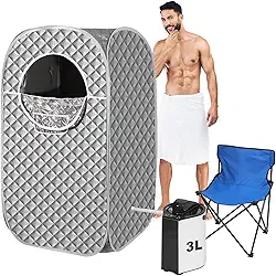 Saupaolo Sauna A Vapor Portátil, Sauna Pessoal Para Casa, Sauna A Vapor, Sauna Box, Tenda De Sauna Com Vaporizador De 3 Litros, Atomização Uv, Temporizador De Ciclo E 9 Níveis - Prata