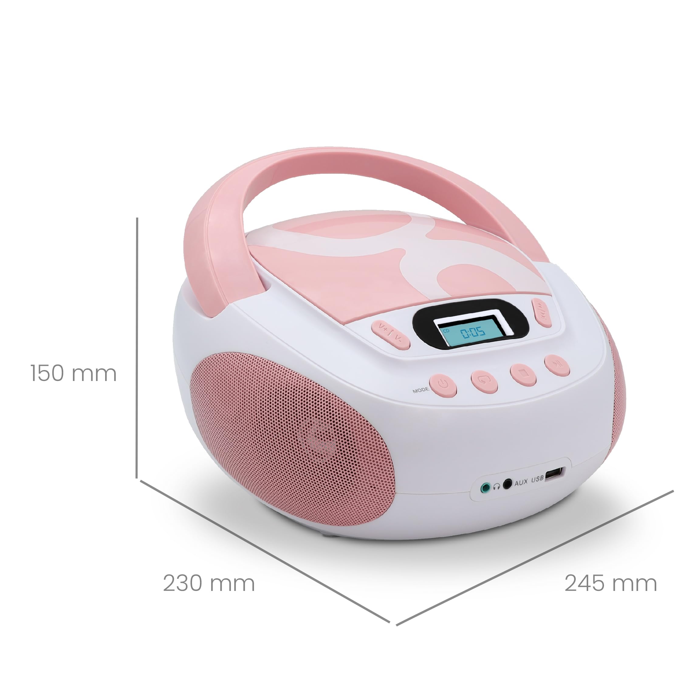 METRONIC 477408 Lecteur CD avec Port USB et Sortie Casque Rose Clair