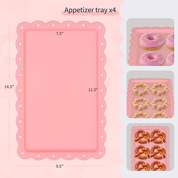 Pack of 11 NWK Cake Stand Set of Cupcake Stand, Tray & Table Cloth (Pink)