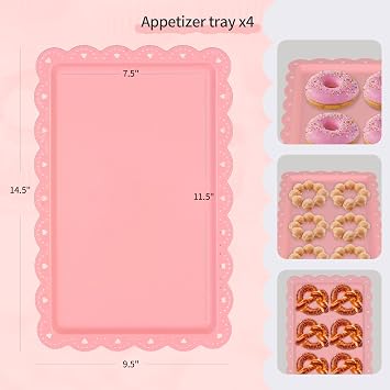 Pack of 11 NWK Cake Stand Set of Cupcake Stand, Tray & Table Cloth (Pink)