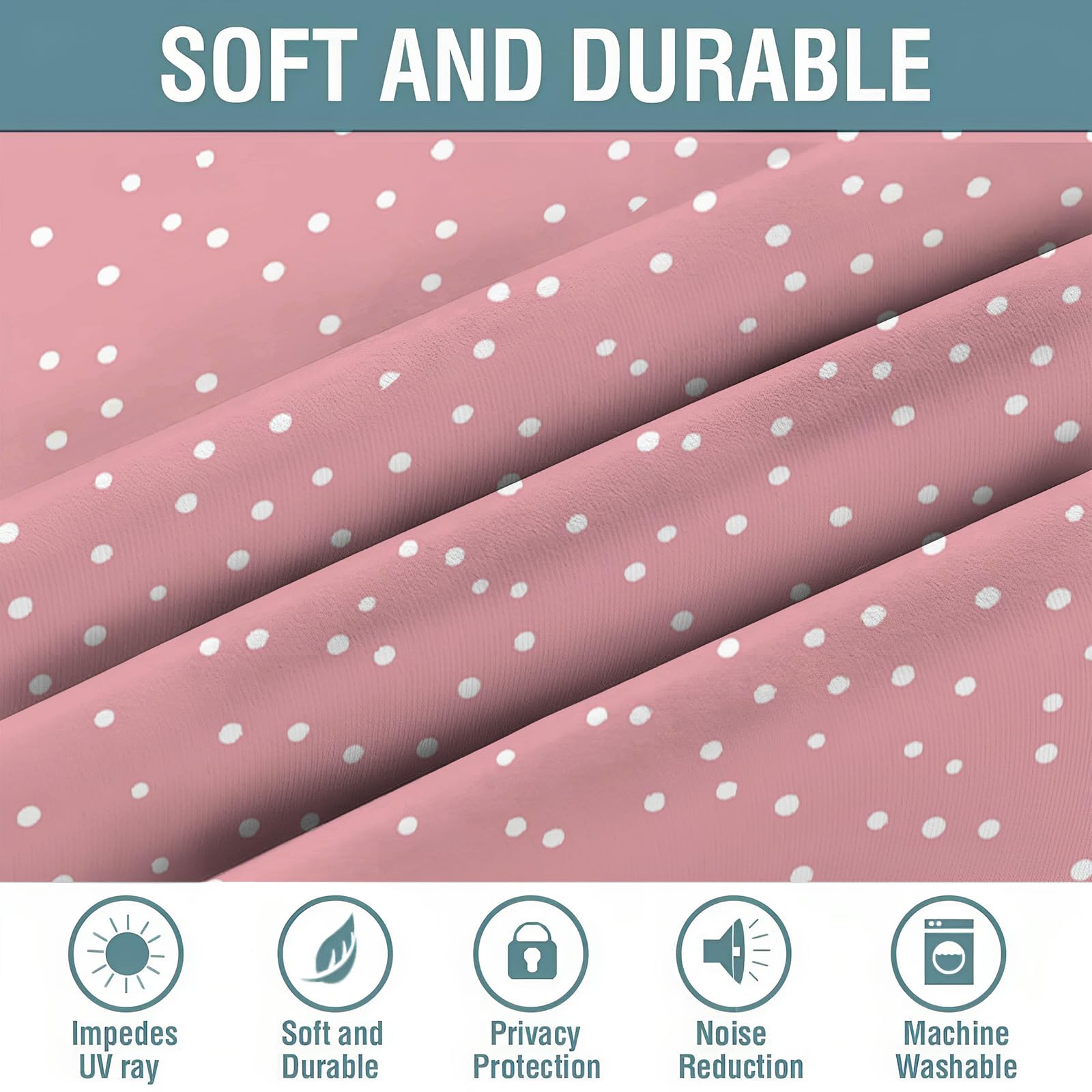 Rosa Punti Semplici Tenda Oscurante Con Occhielli Design Da Sogno Poliestere Riduzione Rumore Insonorizzata Tendaggi Per Soggiorno Camera Da Letto Cucina 140x245cm(Larghezza x Altezza)