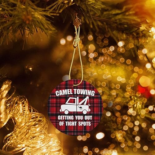 Miniatura 7 de Camel Towing When It's Wedged in Tight We'll Pull It Out Christmas Tree Hanging Ceramic Round Christmas Ornaments Home Decor Indoor Outdoor