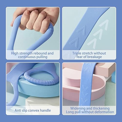 Miniatura 3 de Figura 8 Banda de resistencia para fitness, brazo y espalda, hombro, cuerda elástica, banda de fitness, pie, pierna, estirador de manos, ejercitador