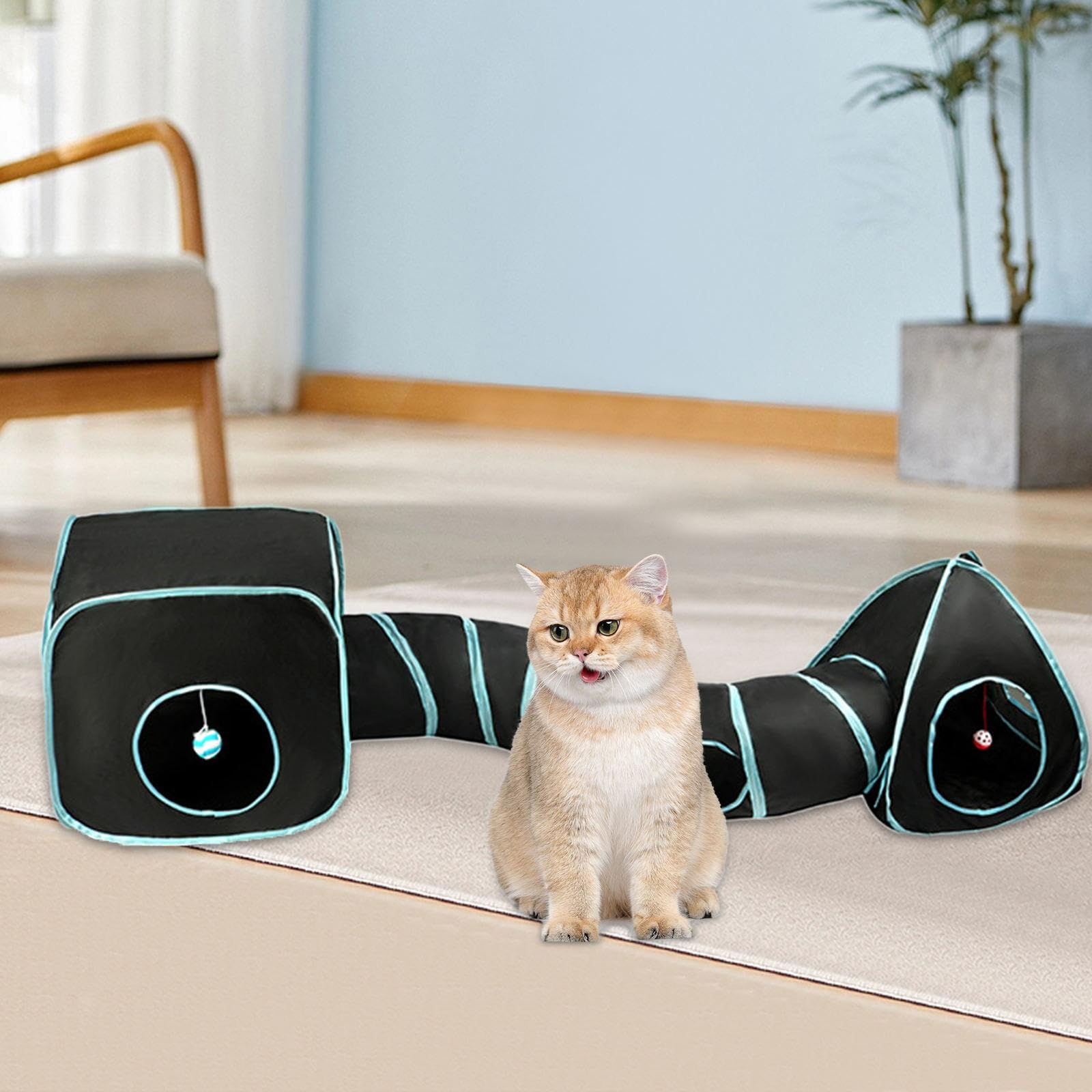 Tubo de para Gato para Interior, Jaula para Ejercicio, Casa, Gato, de Juguete, de Conejo, Juguetes para Correr, Perros, Conejos Y Ga, Negro