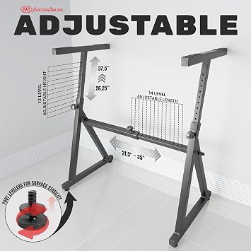 AxcessAbles Adjustable Piano Keyboard Stand and DJ Controller Desk Removable 36x19.4 Steel Tabletop, Height Adjustable Music Workstation for Mixers, Synths, Recording, and Live Performance