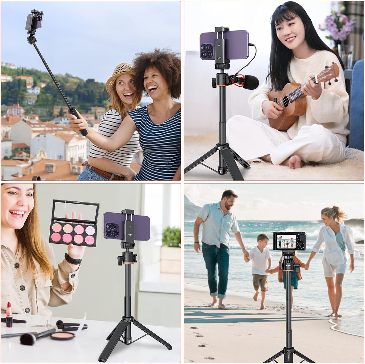 Camera Tripod, Mini Selfie Stick Tripod, Portable Desktop Tripod with 1/4 Inch Screw & Rotatable Ballhead, 55cm Max Height for Selfie Vlog Live Streaming Video Recording