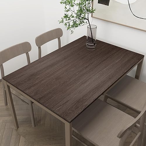 Miniatura 6 de TOTIO Papel tapiz de grano de madera extra ancho de 31.5 x 315 pulgadas, color marrón chocolate, textura de nogal oscuro, papel de contacto, diseño