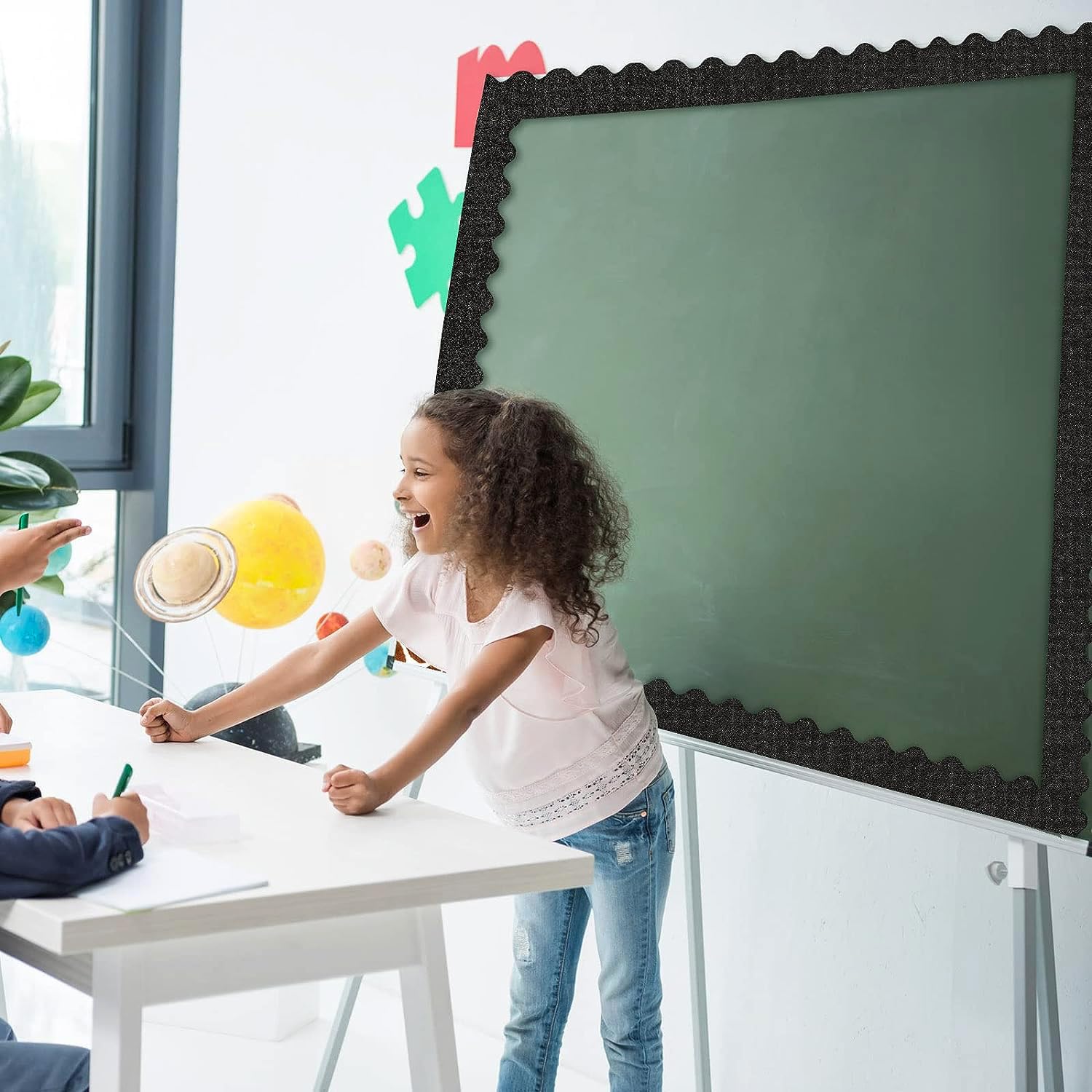 KOSTOO 32.5 Ft Shine Scalloped Bulletin Board Borders, Classroom Borders Stickers for Bulletin Board White Board, Cork Board - Image 3