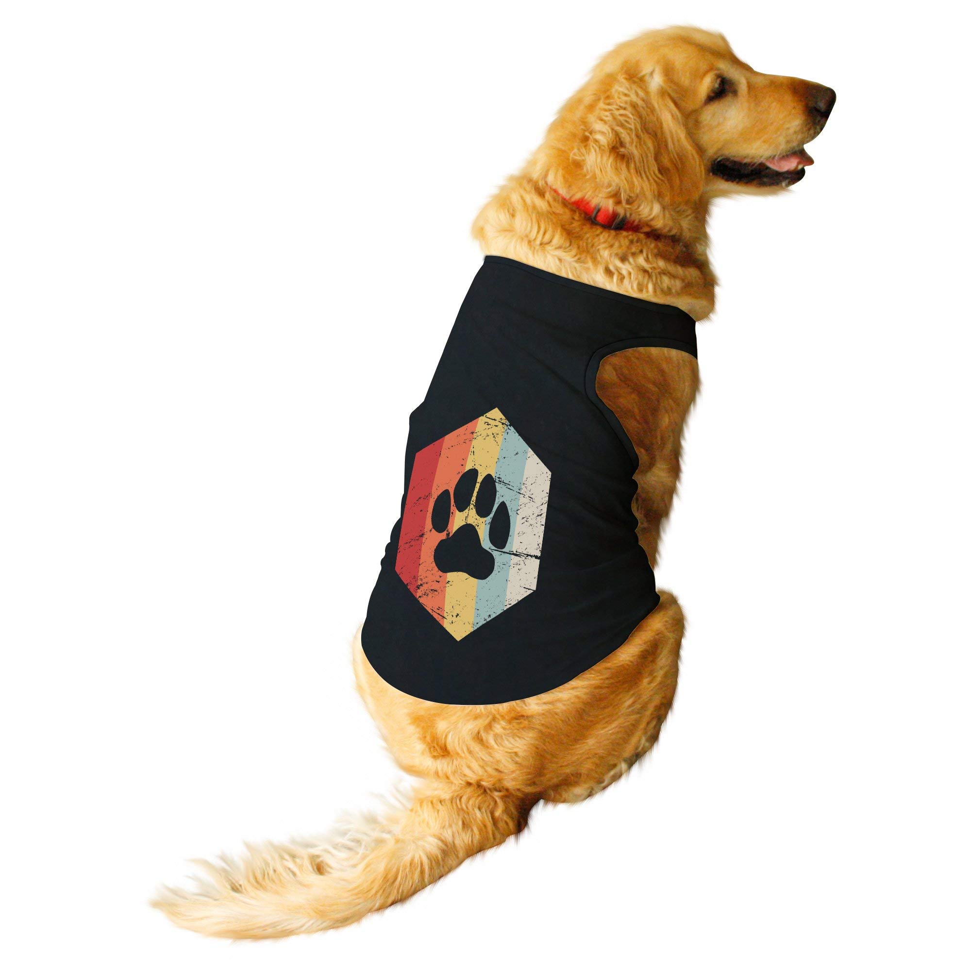 Ruse.Pet Striped Paw Round Neck Sleeveless Vest Tank T-Shirt/Tees for Dog Clothes Summer Apparel./Medium (Chubby Pugs, Beagle etc.) / Black (B07S8PV2B9) Amazon Price History, Amazon Price Tracker