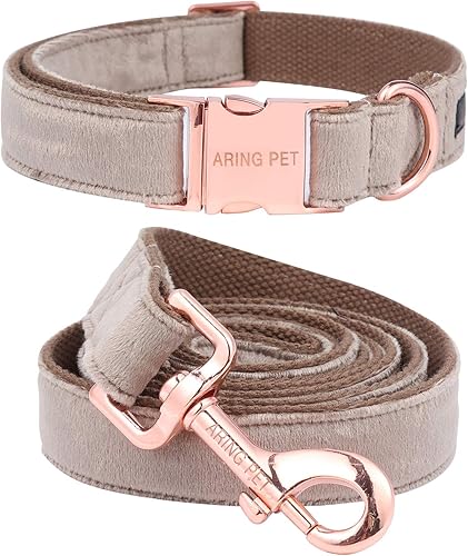 ARING PET - collar y correa para perro, kit de collar de terciopelo y correa, suave y cómodo, collares ajustables para perros
