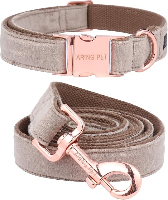 ARING PET Dog Collar and Leash Set, Velvet Dog Collar, Dog Collar and Leash, Dog Collar for Small Dogs, Adjuastable Collars for small medium large dogs