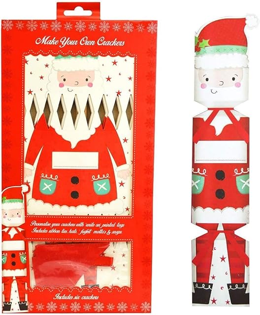 Make Your Own Christmas Crackers 12pcs DIY Kit Children Kids Xmas Santa Empty Party Games Tableware