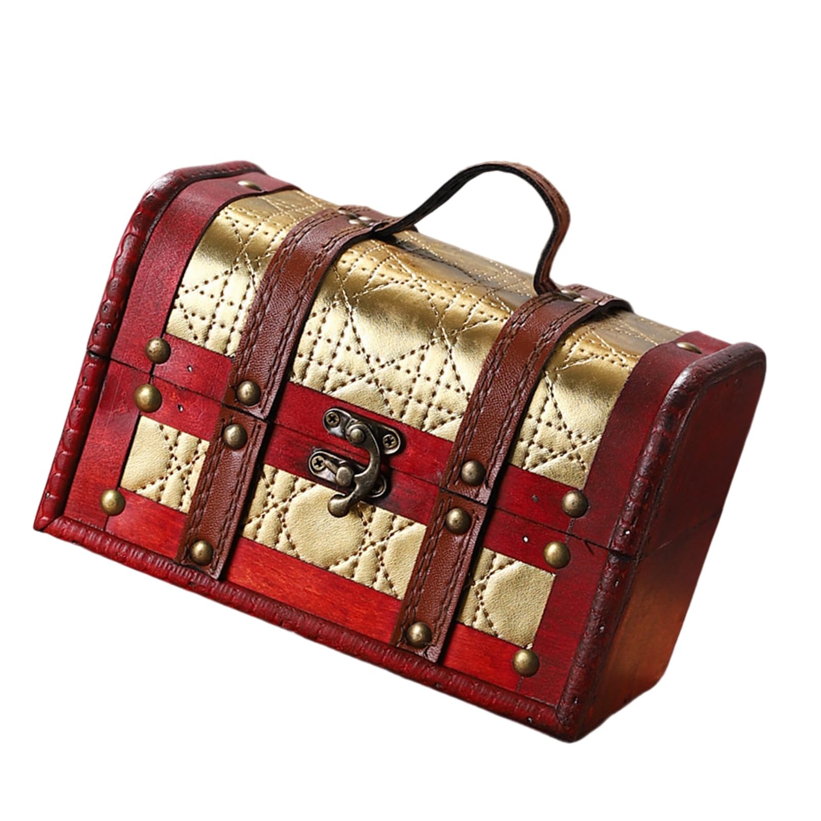 Hsioluted Practical Old Fashioned European Styles Sturdy Wood Trunk Stylish Storage Solution for Travelers and Fashion Lovers Handheld Organizers Case