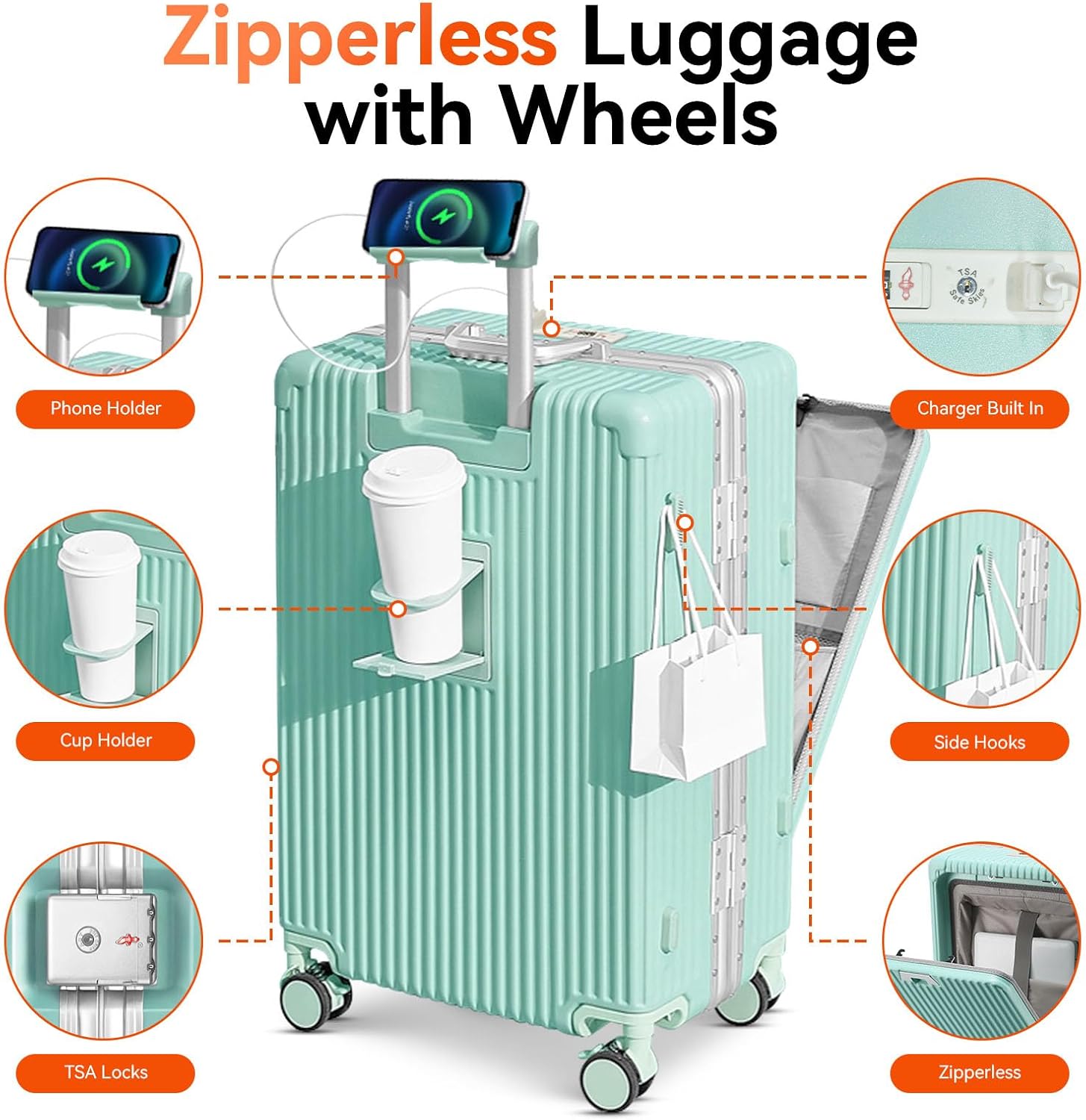Travel in Style: Review of the Mint Green 20 Inch Aluminum Frame Spinner Luggage