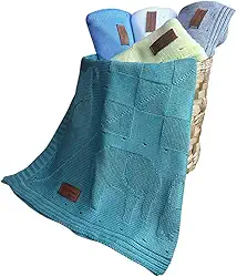 Mantinha de Bebê em Tricô Cobertor Bebe Menino Coberto bebe menina (Verde Maré)