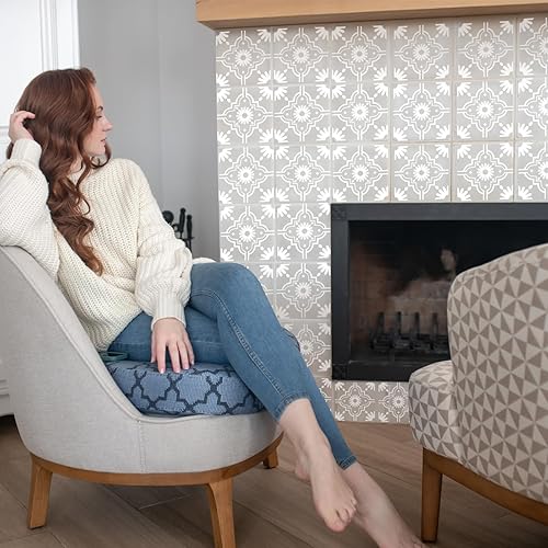 Miniatura 5 de Zonon 4 plantillas de azulejos reutilizables de 12 x 12 pulgadas, plantillas de pared con patrón de azulejos, plantillas de dibujo para álbumes de