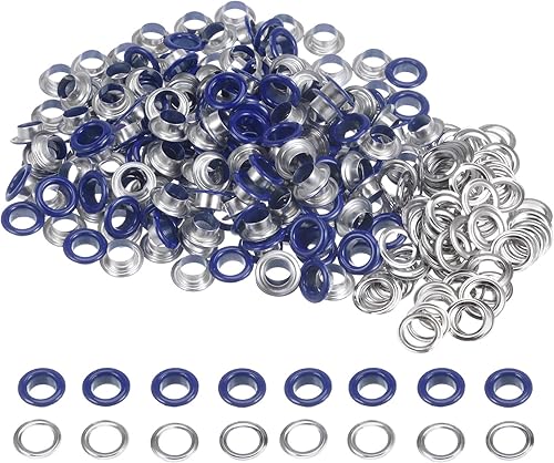Miniatura 10 de HARFINGTON Juego de 200 ojales redondos de color de 0.394 pulgadas, ojales metálicos con arandelas para álbumes de recortes, zapatos, ropa, lona