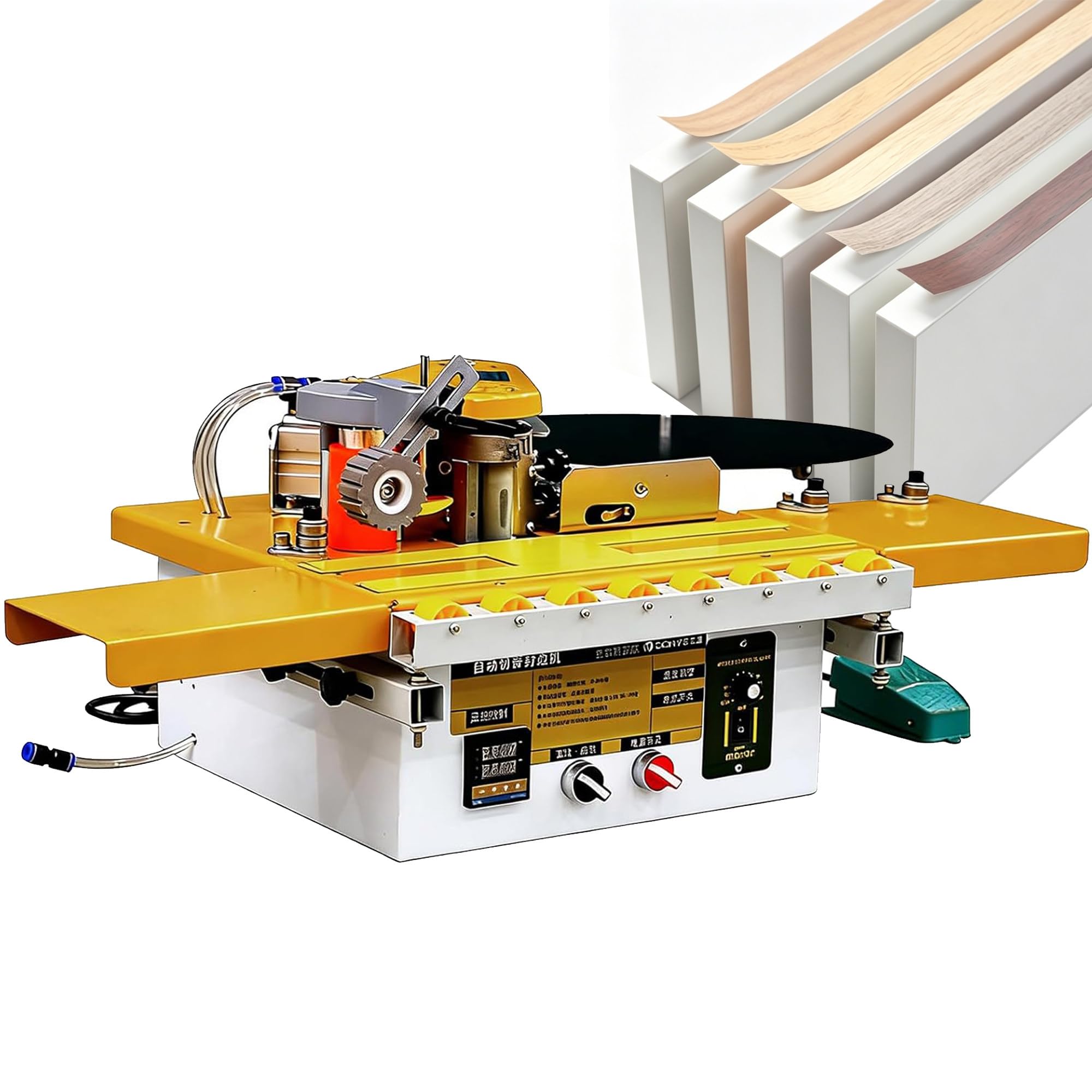 YEHOZZ 1200 W Curve Straight Woodworking Edge Bander, Automatic Tape Breaking Edge Banding Machine with Microcomputer Control, for Various Boards Edge Strips B