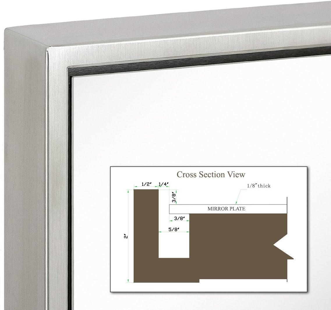 Buy Hamilton Hills Clean Large Modern Brushed Nickel Frame Wall Mirror Contemporary Premium Silver Backed Floating Glass Vanity