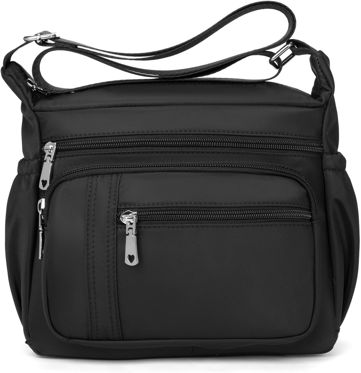 F.FETIVIN Women Floral Shoulder Handbag Roomy Multiple Pockets Bag Ladies Crossbody Lightweight Nylon Travel Purses