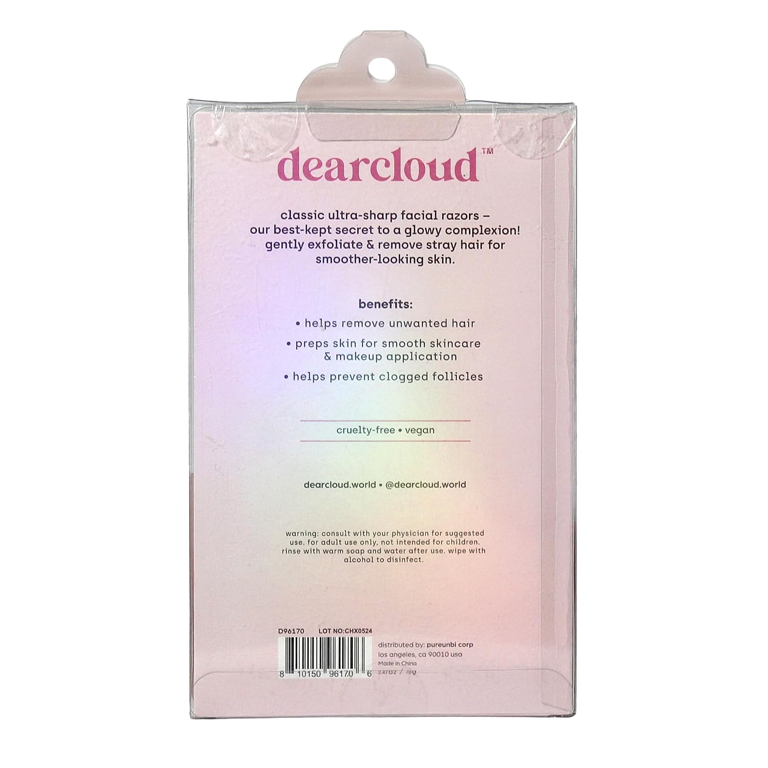 dearcloud Dermaplaning Razor Set of 6 – Face Razor (Dreamy Sunset) | Stainless steel blade · 6-pack · Dreamy Sunset design · safe for all skin tones