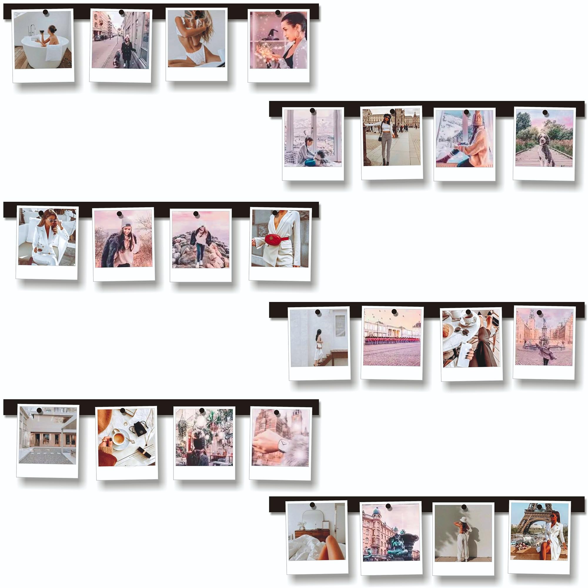 MATJAZ BIZJAK Magnetic Hanging Photo Display Frames 6 Pack - Decorative Wall Collage Picture Holder Photo Hanger - Room Wall Decor - Sculptural Picture Frame Collage - 24 Magnets